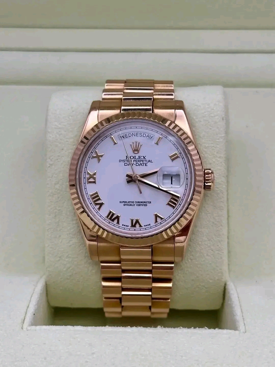 2012 Rolex Day-Date 36 White Roman Dial Ref. 118235F